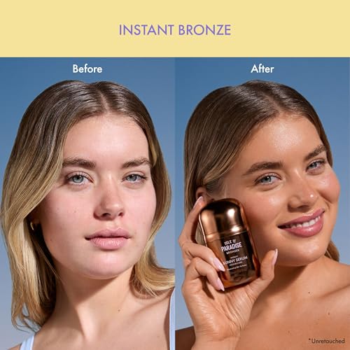 Isle of Paradise Sunny Serum Bronzing Serum – Instantly Illuminating Liquid Face Bronzer with Niacinamide, Buildable Wash-...