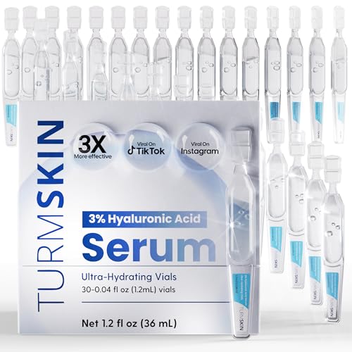 TURMSKIN® Hyaluronic Acid Serum Ampoules [ULTRA HYDRATING VIALS] - 3% Hyaluron Booster for Glass Skin & Anti Aging - 24 Ho...