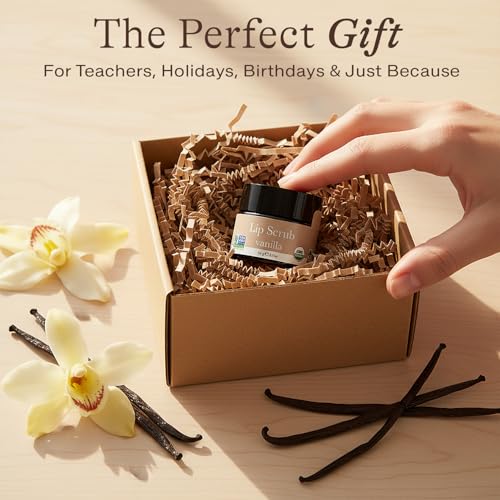 USDA Organic Lip Scrub Vanilla - USA Made with Natural Ingredients, Valentines Day Gifts, Moisturizing Scrub Exfoliator fo...