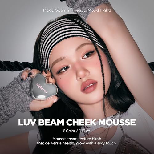 lilybyred Luv Beam Cheek Mousse | Heart-Shaped Korean Mousse Cream Blush, Velvety Soft-Matte Texture, Pore-Blurring Finis...