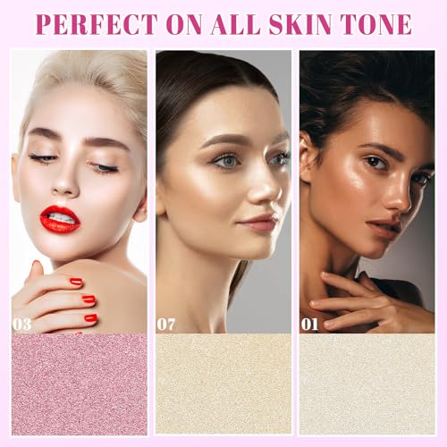 10-Colors Highlighter Makeup Palette: Long-Lasting Shimmer Glow Highlighter Makeup Powder - Waterproof Smooth Face Highlig...