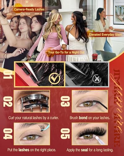 Fluffy Lash Clusters Kit Volume 200D Lash Extension Kit Cluster Eyelash Extension Kit 10-18MM Eyelash Clusters Kit with La...