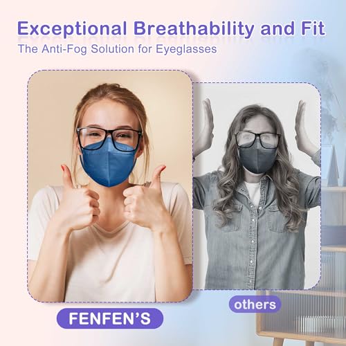 FENFEN KN95 Face Masks Disposable Adults - 50 Pack 5 Layer Protection KN95 Masks Breathable Comfortable Dust Safety Mask I...