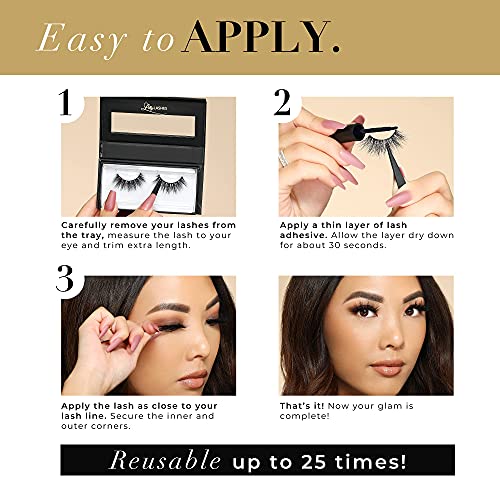 Lilly Lashes Doha 3D Mink Lashes, The Original Lilly Lash for Wispy & Natural Look, Reusable Eyelashes up to 25x, Fluffy E...