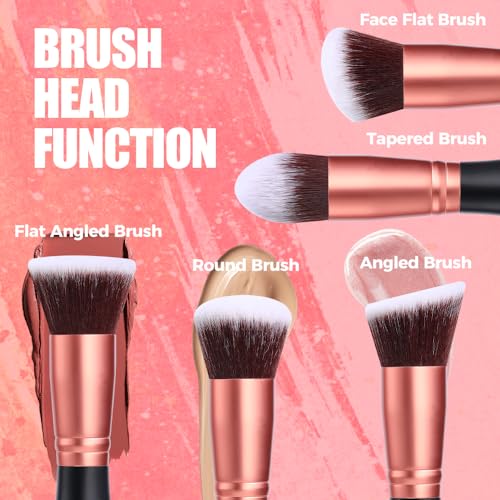 5 Pieces Makeup Brush – Premium Quality Synthetic Bristles for Flawless Application, Perfect for Foundation, Blush, and Mo...
