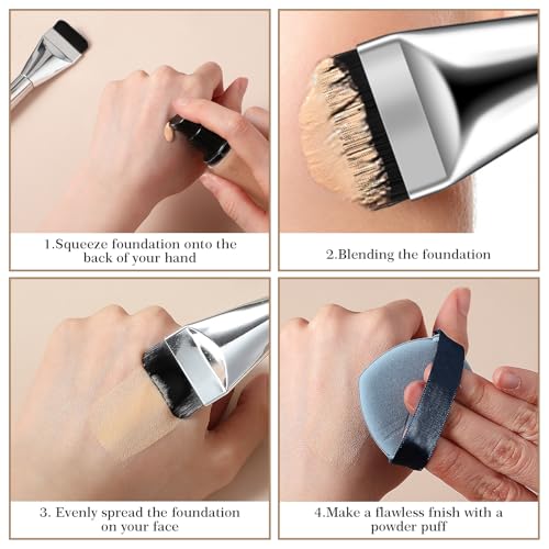2 PCS Flat Foundation Brush Korean Makeup Brush Spatula Flat Top Facial Brushes for Liquid Foundations Mask Premium Face B...