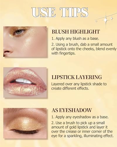 Glitter Coral Orange Metallic Lipstick for Women, Long Lasting Hydrating Moisturizing Sparkly Lip Stick, Lightweight Non-D...