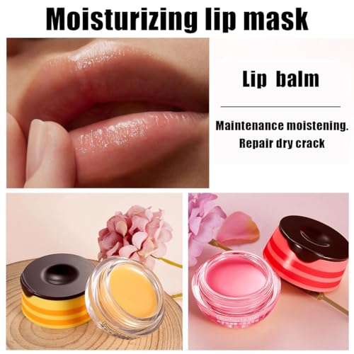 Strawberry & Honey Lip Balm, Vitamin E Lip Masks & Moisturizing/Hydrating Propolis Lip Sleeping Mask With Brush, Nourish A...