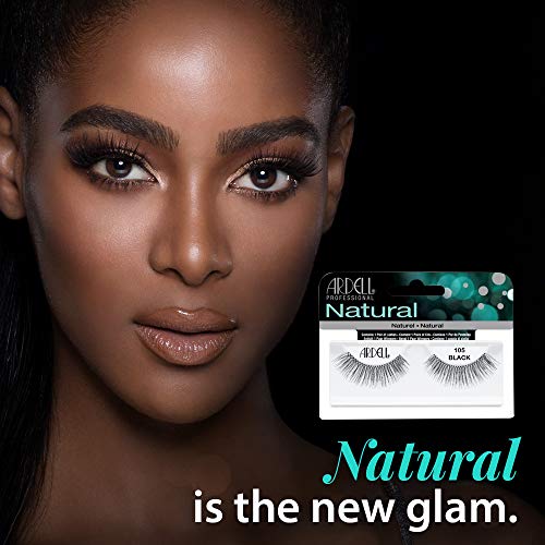 Ardell Natural Lashes False Eyelashes 105 - Black, Lightweight, Full Volume Strip Lashes for Eye-Enhancing Look, 4 Pack