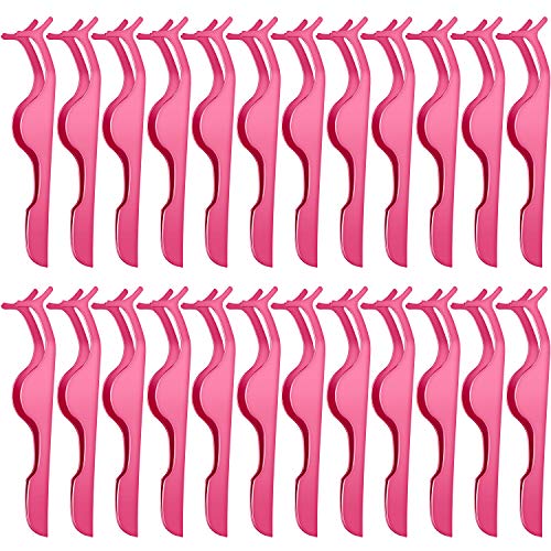24 Pieces False Eyelashes Applicator Tool Stainless Steel Eyelash Extension Tweezers Remover Clip Tweezers Nipper Eyelash ...