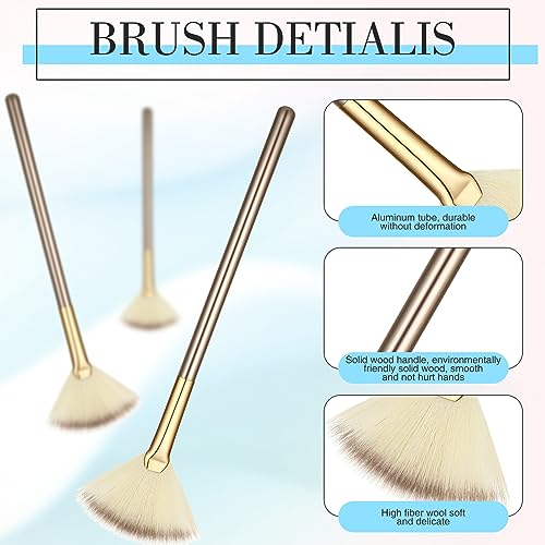 Ziliny 12 Pcs Soft Facial Fan Brush Blush Makeup Brush Face Mask Acid Applicator Multi Use Cosmetic Tools for Peel Mask Ma...