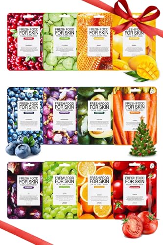 FARMSKIN Organic Face Mask, 12 pcs - Hydrating, Moisturizing, Brightening, Soothing, Cruelty-Free