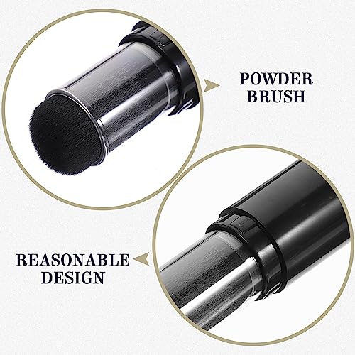 Beaupretty Retractable Blush Brush with Refillable Loose Powder Bottle Jars for Color Highlight Contour Blush Powder Cosme...