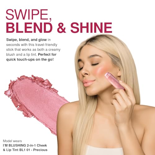 Palladio I'm Blushing 2-in-1 Cheek and Lip Tint, Buildable Lightweight Cream Blush, Sheer Multi Stick Hydrating formula, A...