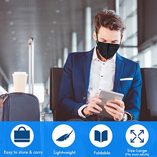Enlove KN95 Face Mask Black 50 Pack, 5-Layer Filter Efficiency≥95% Face Masks