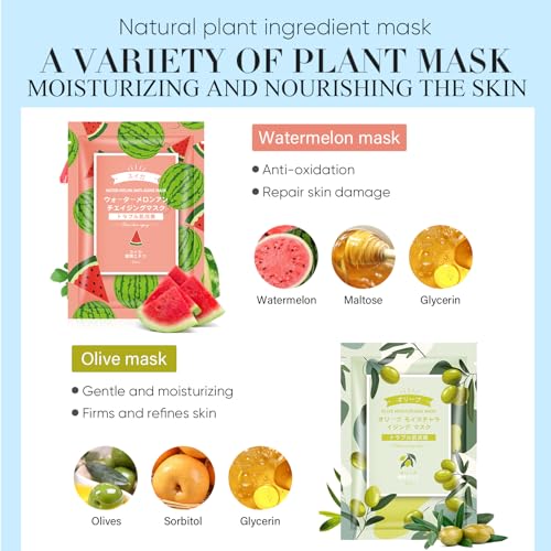 20 Sheets Face Masks Skincare,Hydrating Face Masks Suitable for All Skin Types,Facial Masks for Women Skin Care, Soothe an...