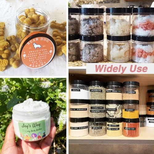 12 Pack 4 oz Small Plastic Containers with Lids+12 Pack 20g/20ml Cosmetic Sample Jar - for Lip Scrub, Body Butters, Cream,...