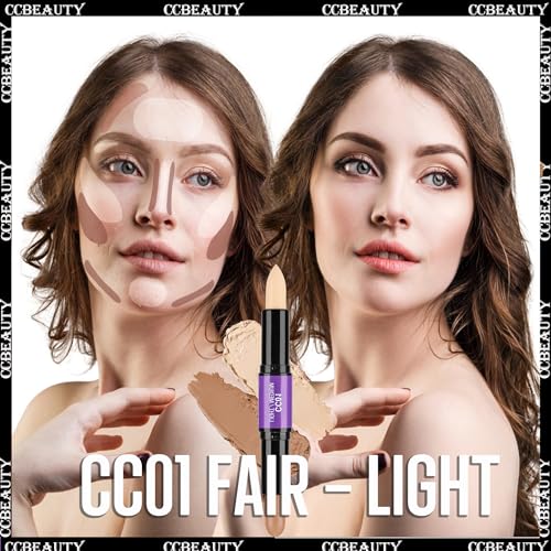 CCbeauty 2-IN-1 Matte Contour Stick,Cream Dual Highlight Concealer Stick, Highlighting & Contouring Kit, Bronzer Highlight...