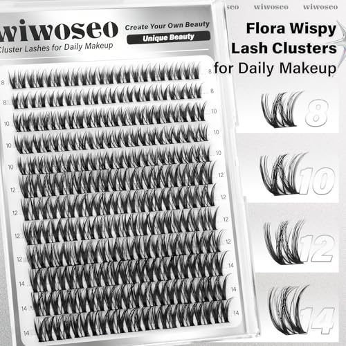 wiwoseo Flaunt Flora Lash Clusters Kit Flaunt Lash Clusters Kit Natural Lash Extension Kit Wispy Short Individual Lashes K...