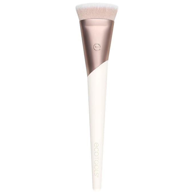 EcoTools Ecofriendly Luxe Flawless Foundation Makeup Brush for Liquid & Cream Foundation, Dense, Synthetic Bristles, Eco-F...