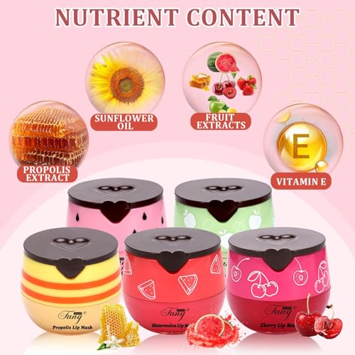 Honey Lip Balm, Bee Lip Balm Honey Pot,Moisturizing Lip Mask Overnight,Hydrate Repair Prevent Dry Cracked Lip Care/ 5 cans...