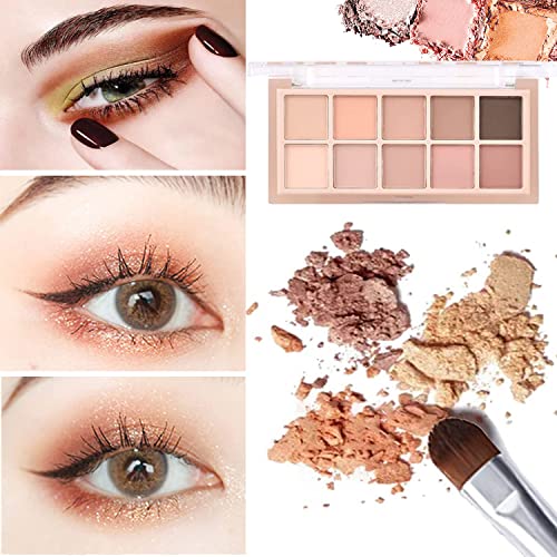10 Colors Eyeshadow Palette,Light Beige Nude Pink Brown Naturing Eye Shadow Makeup,Blendable High Pigmented,Neutral Smoke...