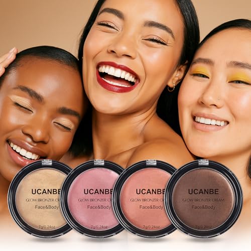 UCANBE Cream Bronzer for Face & Body, Natural Rose Gold Sun-Kissed Glow Blusher, Buildable Luminous for Long Lasting Rosy ...