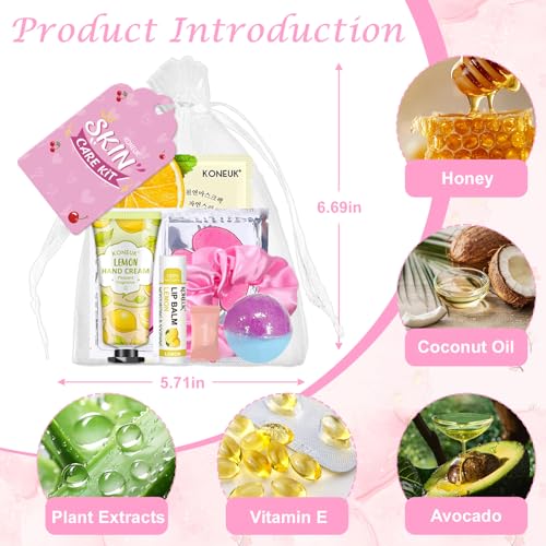 KONEUK 120 PCS Spa Party Supplies for Women, Spa Party Favors Include Face Masks Skincare, Hand Cream, Lip Balm, Under Eye...