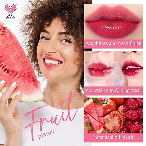 bayfree Lip Tint Stain Set, Korean Water Tint Lightweight Non-sticky, Waterproof Long Lasting Liquid Blush & Lip Stain, Tr...