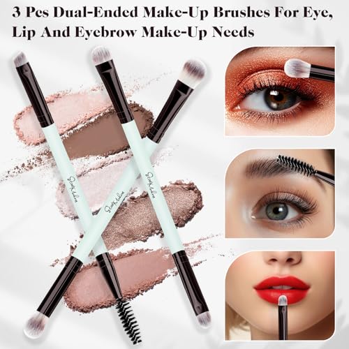 START MAKERS Makeup Brush Set 5Pcs, Dual-Ended Foundation Contour Concealer Blush Powder Bronzer Eyeshadow Brushes for Liq...