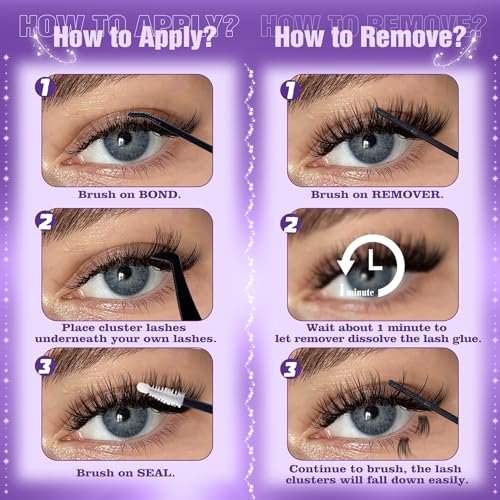 Mavphnee Lash Clusters Kit Feathery Eyelash Extensions Kit LC-Curly Natural Cluster Lashes Kit Wispy Individual Lash Exten...