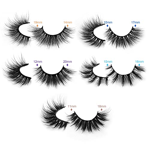 False Eyelashes Wispy 18 mm Natural 3D Faux Mink Lashes Pack 10 Pairs 10 Styles Mixed Soft Reusable Fake Eyelashes Bulk wi...