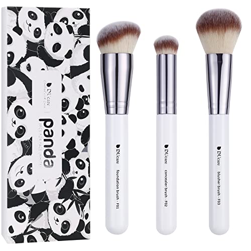 DUcare 3Pcs Kabuki Makeup Brush Set, Foundation Contour Blush Concealer Brush, Travel Buffing Blending Brush for Liquid Cr...