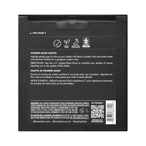 e.l.f. Cosmetics Powder Blush Palette, Four Blush Shades for Beautiful, Long-Lasting Pigment, Light