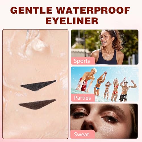 2 Pcs Gel Eyeliner Pencil Set, 2025 New Foldable Eyeliner Stamp for Perfect Wings, Waterproof Eyeliners Tool, Smudge Proof...