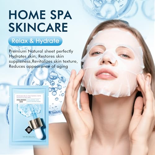 IREV Hyaluronic Acid Face Mask, Face Masks Skincare, Hydrating Mask For Face,Deep Moisturizing Face Sheet Mask, Facial Mas...