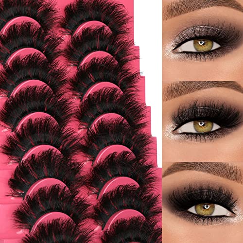 Eyelashes Mink Lashes Dramatic Full Volume False Eyelashes 6D Faux Mink Eye Lash 18mm Long Lashes Pack 8 Pairs by Winifred