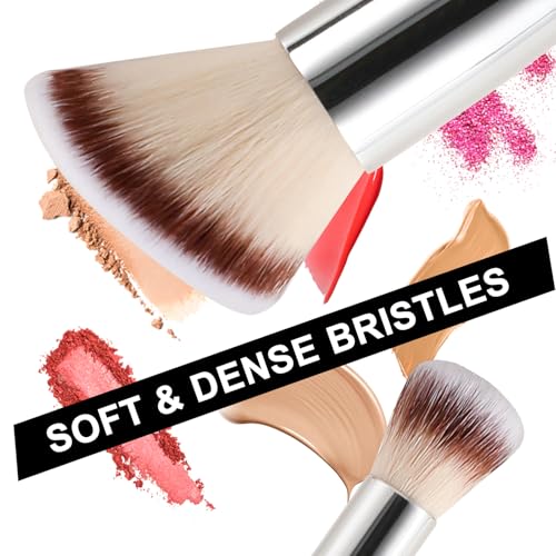 Dual-Ended Foundation & Concealer Brush, 2 in 1 Flat/Angled Top Kabuki Brush for Makeup Flawless Blending and Application ...