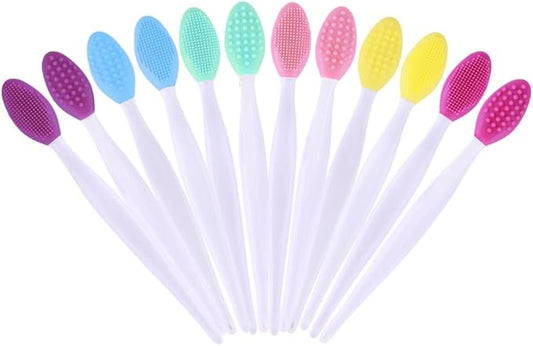12 Pcs Pore Scrub Brush,Lip Scrubber Exfoliator,Silicone Face Cleansing Brush,Lip Scrub Brush Exfoliating Nose Clean Black...