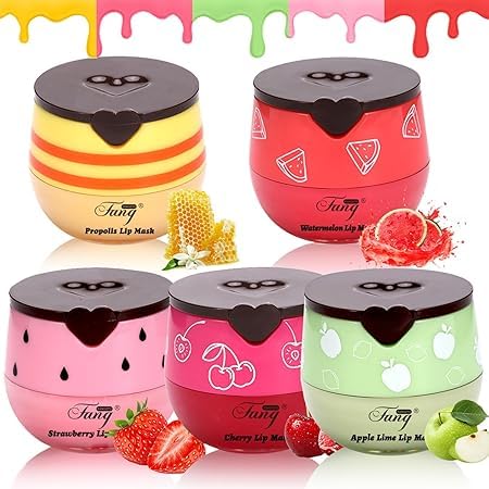 Honey Lip Balm, Bee Lip Balm Honey Pot,Moisturizing Lip Mask Overnight,Hydrate Repair Prevent Dry Cracked Lip Care/ 5 cans...