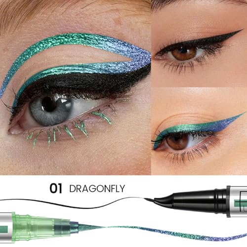 Pudaier Black and Multichrome Waterproof Liquid Eyeliner, Stay All Day Eye Liner Pen with Precise Tips for Women, Smudge-P...