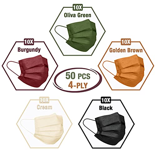 FriCARE Face Masks Disposable for Adults, 4 Ply ASTM Level 3, Allergy Protection, Individually Wrapped, 50 Pack, Assorted ...