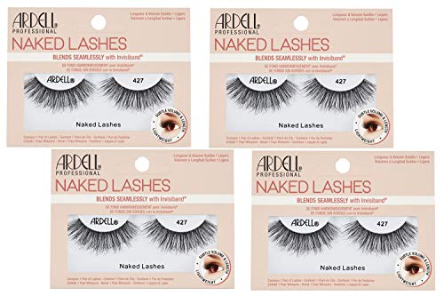 Ardell Naked Lashes Natural 427 with Invisiband – Lightweight, Natural False Eyelashes, Soft & Reusable Strip Lashes, 4 Pairs