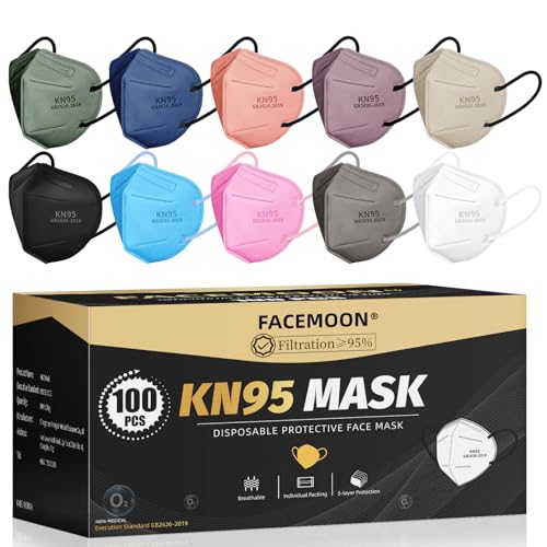 KN95 Face Masks Adults Disposable - 100 Pack KN95 Masks Protective Comfortable KN95 Masks 5-Layer KN95 Breathable Safety F...