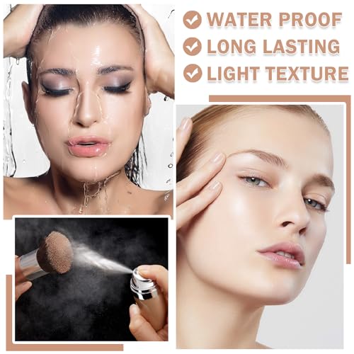 AirBrush Full Coverage Matte Air Cushion Foundation Face Airbrush Makeup Set with Soft Makeup Brush - Natural