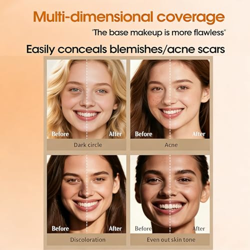 Matte Concealer Foundation Stick with Brush, Serum-Infused Tinted Moisturizer & Skin Tint, Lightweight Hydrating Concealer...