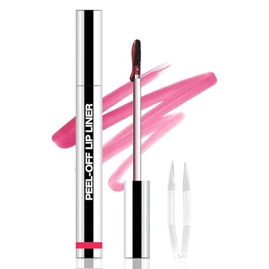 Peel Off Matte Liquid Lip Gloss Stain-Lip Liner with Tweezer, Delicate Pink Peel Off Lip Stain, Long Lasting & Waterproof ...