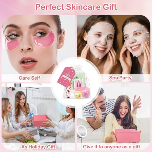 132 PCS Spa Party Supplies, Spa Party Favors Include Face Masks Skincare, Hand Cream, Lip Balm, Under Eye Patches, Lip Mas...