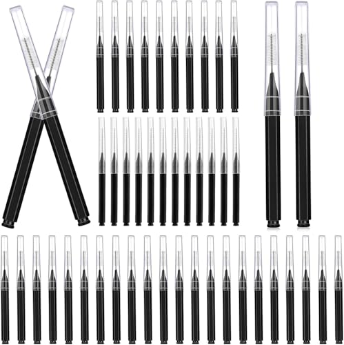 100 Pcs Micro Eyebrow Brush with Cap, Spoolie Lash Comb, Lift Tools for Brow & Eyelash Extensions, Lamination (Black)