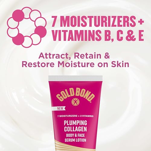 Gold Bond Plumping Collagen Body and Face Serum Lotion, Lightweight Hydrating Moisturizer with Collagen Peptide Complex, J...